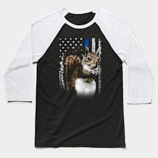 Scurrying Squirrel American Flag for Wildlife Enthusiasts Baseball T-Shirt